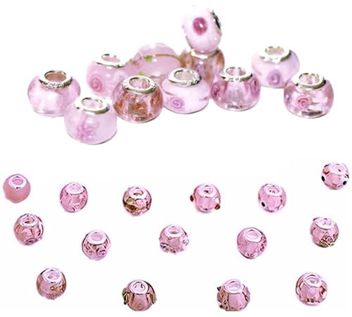 RKC Divine Design By RKC Jewelz London 50 Pcs Mixed | Murano Glass Pink Charms for Girls Womens Bracelets Jewellery Making Gifting Crafting - Boxed