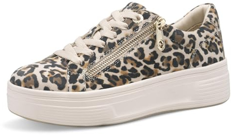 Tamaris Comfort Baskets Plateformes Femme avec Fermeture éclair Low Top, Leopard, 37 EU