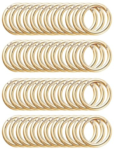 50pcs 23mm Metal Spring O Rings,Round Carabiners Clips Snap Hooks for Keychains, Purse, Shoulder Bag,DIY Crafts (Gold)