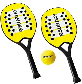 ODS - Sunday Pro Racket with Bag, 24 x 44 cm, Rubber Ball and Mesh Bag, Beach Games for Kids and Family, 47110