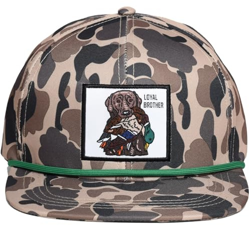 EDTREK Elite Youth Country Hat for Big Kids - Boys Snapback Hat with Flat Brim (Old School Camo- Dog with Mallard)