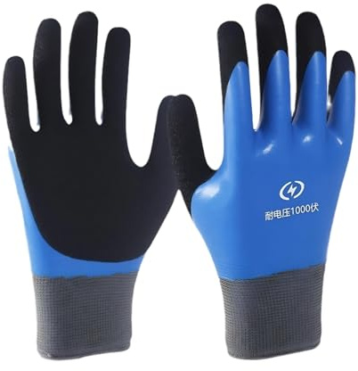 Cuifati Gants d'électricien isolés, résistants à haute tension 1000 V, gants de travail ignifuges, texture antidérapante en caoutchouc électrique