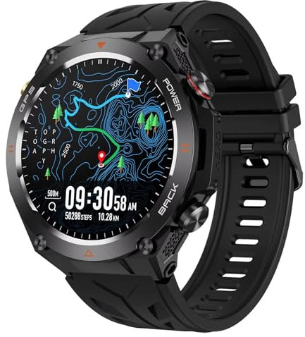 GPS Smartwatch Herren Barometer Militär Uhr Kompass Höhenmesser Outdoor Sportuhr Fitnessuhr Telefonfunktion Gesundheitsuhr Blutdruck Pulsuhr Schrittzähler Laufuhr Aktivitätstracker Military Watch