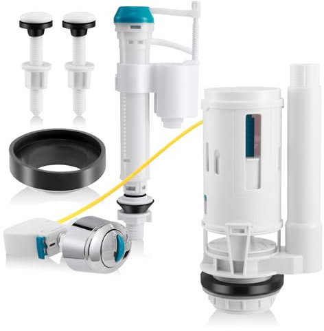 Toilet Flush System Replacement,Toilet Cistern Flush Part Kit with Universal Dual Flush Cistern Valve,Dual Flush and Toilet Cistern Fill Valve with Adjustable Height