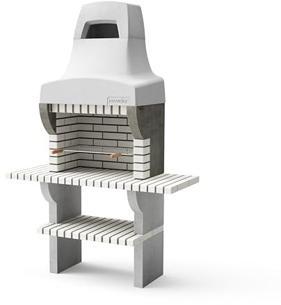 MOVELAR - Barbacoa de Obra con Caballetes laterales mini Bailen Plus 2 (Beige, Gris - 145 x 58 x 58 cm) - Uso en Exteriores