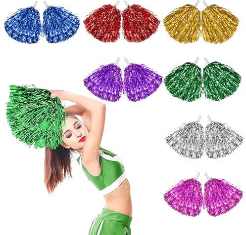 14 Stück Pompons, Pompons Cheerleader, Pompoms Cheerleading, Pom Poms Cheerleading, Cheerleader Pompons, Sportveranstaltungen Tanz Nacht Party Ballspiele Karnevalspartys Verwendet