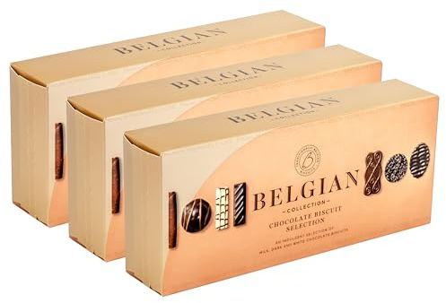 3 x 150g Premium Belgian Chocolate Coated Biscuit Collection Selection Gift Boxes, Milk, White & Dark, 450g
