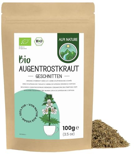 Alpi Nature Eufrasia Hierba Orgánica 100g, Té de Eufrasia en Hojas Sueltas, Hierba Seca y Cortada