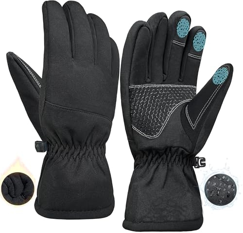 ehsbuy Guantes Invierno Impermeables Hombre Mujer Táctiles Térmicos Antideslizantes Abrigados Ciclismo con Clip Anti-Pérdida para Equitación Senderismo Esquí y Actividades al Aire Libre