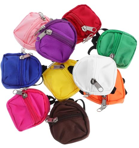 ERINGOGO 10 Kleiner Rucksäcke mit Reißverschluss für Puppen aus Stoff Elegant Gestaltet Vielseitig Kompatibel für Spielzeit und Rollenspiele von Kindern