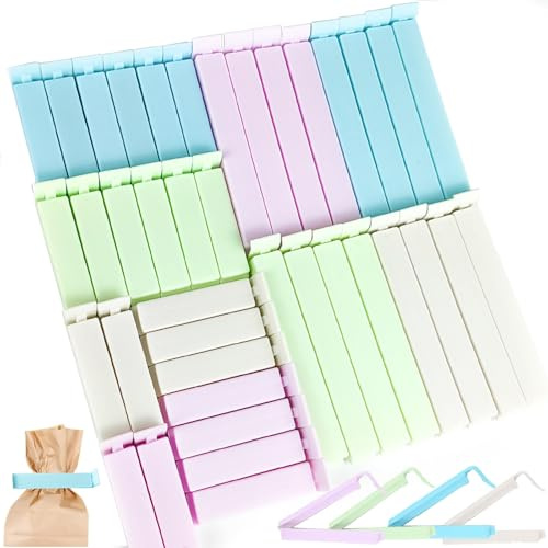qingmeng 40 Stück Verschlussclips für Beutel, 6cm 12cm Tütenclips Bunt, Tütenklammern Verschlussklammern Groß, Clips Klammern Klipser für Tüten Verschluss Beutelclips Küche Frischhalteklammern Frisch