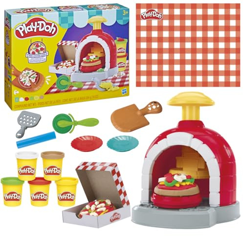 Play-Doh, Set de Juego Pizzas Sella y Gira, 8 Accesorios y 5 Colores, Comida de Juguete y Juguetes de Cocina para niños y niñas, A Partir de 3 años