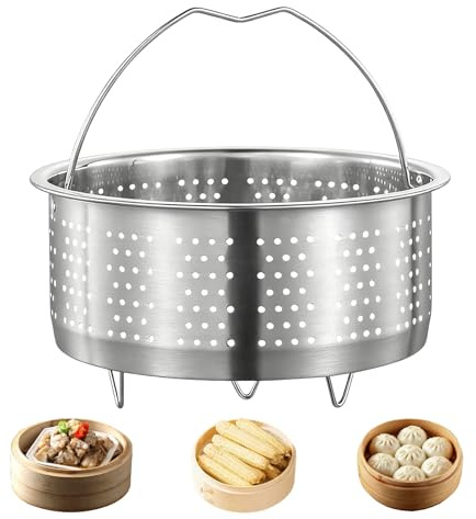 Cestello Cottura a Vapore Inox 304, 20 cm – Inserto Forato per Vapore, Cestello Multifunzione per Cuocere Verdure, Frutta, Uova, Riso, Pasta e Altro, Adatto per Pentole a Pressione e Cuocitori