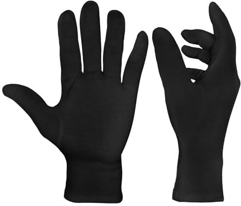 EXBRIECO, 6, 12, 60, 120, 240 o 480 Pares, Guantes de Algodón, Hidratantes, Suaves, Elásticos, para el Cuidado de las Manos, Cómodos, Guantes para Mimo, Joyería, Camarero, Disfraz, Blanco o Negro.