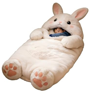 Saco de dormir para gatos para personas 175 x 80 cm, saco de dormir adorable para gatos, saco de dormir para interior y gatos, camping, viajes, hogar, cómodo saco de dormir y almohada mullida en un, E