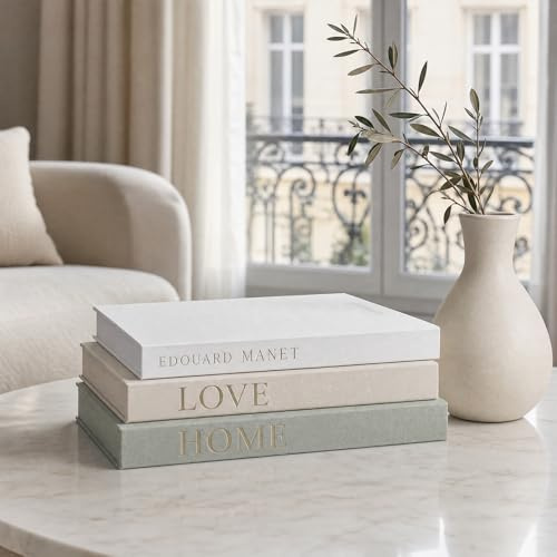 Lote de 3 libros decorativos - Libro falso de lino con cierre magnético - Caja de almacenamiento oculta - Accesorios elegantes y estéticos - Cajas modernas en forma de libro