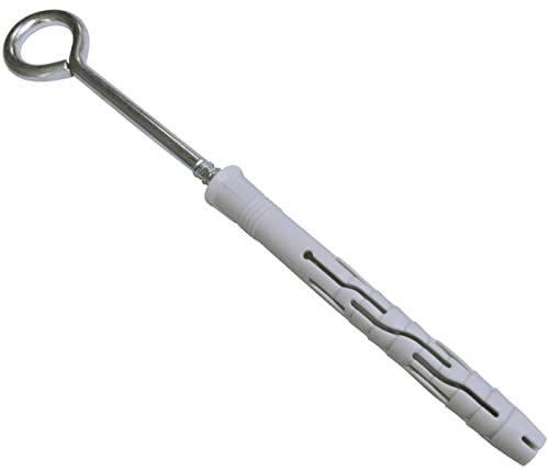 AERZETIX - C57533 - Set di 10 tasselli universali Ø10x100mm in plastica + 10 ganci a sospensione con occhiello/golfari per avvitare chiuso Ø7x105mm in acciaio - calcestruzzo mattoni pieni muratura