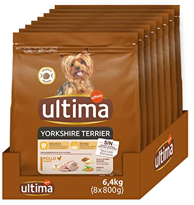 Ultima Kleine Yorkshire Terrier Huhn – Hundefutter – Packung mit 8 x 800 g – insgesamt 6,4 kg