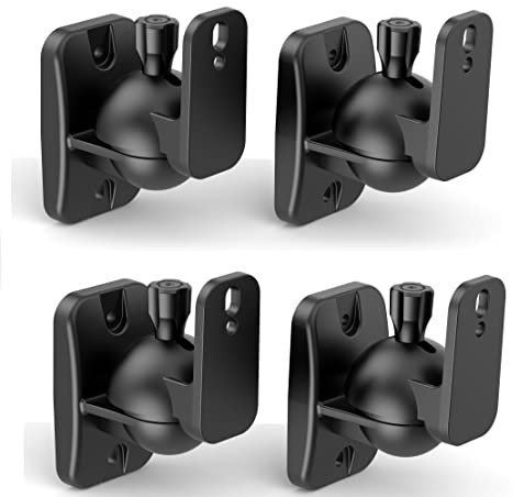 HomeMount Supporto Altoparlanti da Parete, Regolabile ±20°/±70°, Metallo Robusto, Universale, Salvaspazio, Facile Montaggio, Portata 8 Libbre (2 Pack-Nero)