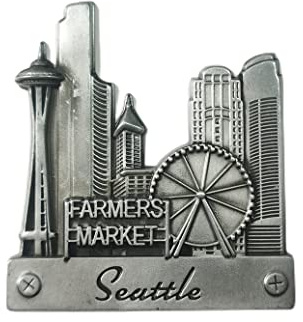 Seattle USA - Magnete da frigorifero 3D per souvenir, in lega di metallo, fatto a mano, per frigorifero, collezione di decorazioni per la casa e la cucina