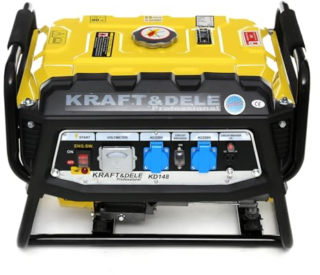 Générateur de courant professionnel Kraft & Dele KD148 3500W, puissant et efficace, 4 temps avec deux prises 230V et 12V, écologique, économique, silencieux et léger