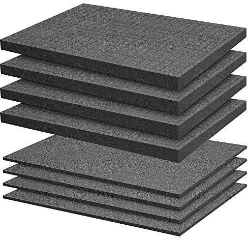 Poliuretano espanso,Inserto in schiuma pretagliato,4 PCS 400 x 300 x 25mm, 4PCS400 x 300 x 10mm,valigetta per attrezzi,valigetta per fotocamera, inserto per valigia, miniature, attrezzi