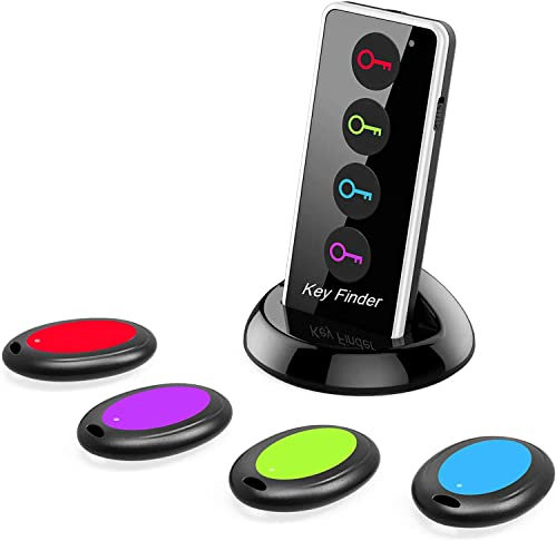 VINGNUT Wireless Key Finder - 1 Transmitter + 4 Receivers, RF Item Finder with LED Torch for Keys, Wallet, Mobile Phone and Pet Tracker