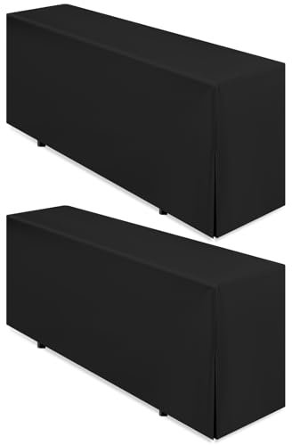 Lumaycens 2 Pack Biertisch Husse, Schwarze Biertischhusse für Bierzeltgarnitur, Biertischhusse Premium für 220 x 50 cm Blickdicht waschbar Tisch für Outdoor-Bankette (Schwarze)
