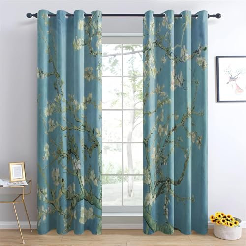 Oberes Etagenbetthimmel, 2 m lang, Etagenbettvorhänge, verdickter Stoff, Verdunkelungsvorhänge, seitliche Öffnungstür mit großem Raum (Vorhang x 3 + Regal 1,2 m, Blume A) Premium Verdunkelung L