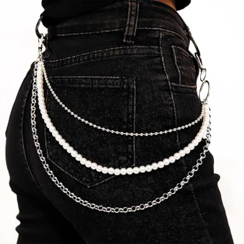 CATOR Chaînes punk chaînes pour jeans, chaînes pour jupes, chaînes pour pantalons, chaînes hip hop pour sacs à main, ceintures, jeans, bijoux, décorations de fête, pour hommes et femmes, argent