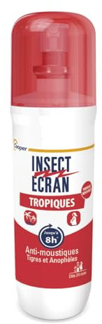 INSECT ECRAN - Anti-moustiques Tropiques – Efficacité 8h - Spray répulsif peau - Protection contre les piqûres de moustiques - Paludisme - Tropiques - 75 ml