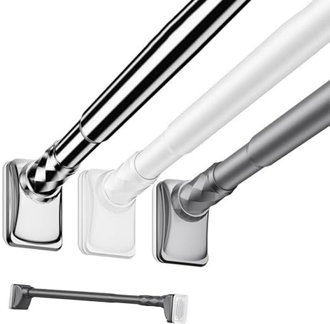 Generico Asta Telescopica per Tende 70-500cm Φ25 mm Bastone Tenda A Pressione Senza Trapano per Finestra Bagno Camera da Letto(Grigio,5m)