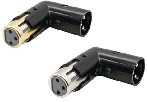Rastapulz 2 stycken ljudadapterkontakter, 3-polig XLR-vinkeladapter, justerbar, kontakt till hona, högervinklad XLR-adapter (XLR 90-graders adapter)