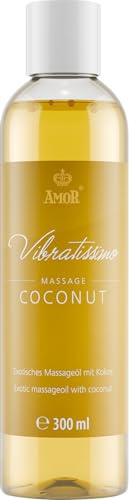 Vibratissimo Aceite de masaje Coconut 300 ml – Aceite exótico con aroma a coco | Para masajes corporales relajantes y momentos íntimos | Suave para la piel con valiosos aceites vegetales
