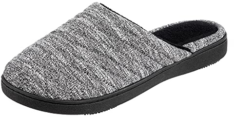 isotoner Women's Indoor/Outdoor Slip-on Andrea Space Knit Slide Slippers with Heal Support, Black, Medium/ 7.5-8 Standard US Width US