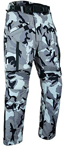 Texpeed pantaloni moto uomo con protezioni - Camuffare Grigio Camo - rinforzati per motociclismo - resistenti e impermeabili - Con armatura CE (EN 1621-1) - 6XL Girovita/Corta Gamba
