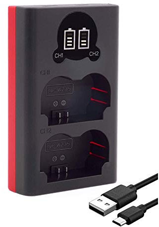 Baxxtar NP-W235 Akku Ladegerät 18882 - Mini Dual LCD - Eingang USB-C und MicroUSB - kompatibel mit Fujifilm GFX-50s II GFX-100S GFX-100S II GFX-100 II X-H2 X-H2s X-S20 X-T4 X-T5