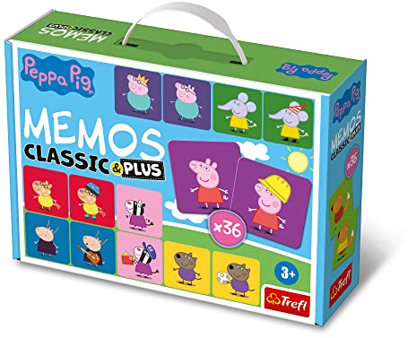 Trefl - Memos Classic & Plus, Peppa Pig - Pedagogiskt Minnesspel För Småbarn, Hitta Bildpar, Olika Spelalternativ, Träspö, Minnesspel Med Sagofigurer För Barn Över 3 År
