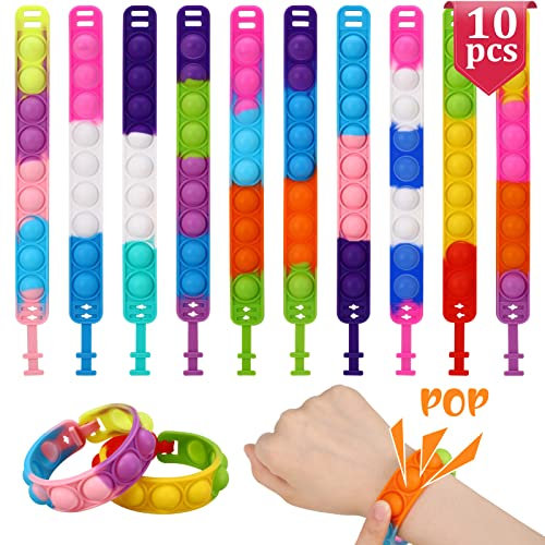 Pop Bubble Fidget Armband - 10 Stück Simple Dimple Toy, Anti-Stress Spielzeug, Zappelspielzeug Set für Kinder und Erwachsene