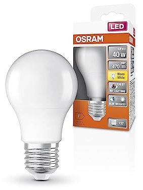 OSRAM Lampada LED SUPERSTAR+ CLASSIC A 40 FR, attacco E27, goccia, 4.9W, 470lm, 2700K, luce bianca calda, componente blu e affaticamento visivo notevolmente ridotti, consumo energetico molto basso