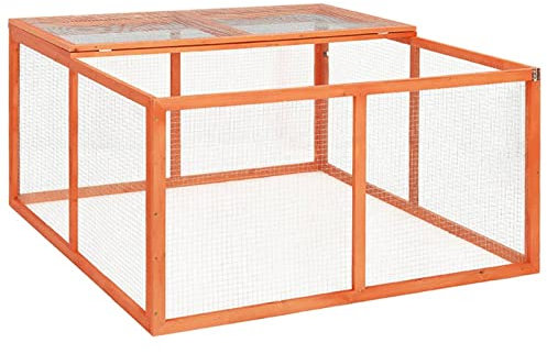 NITCA Kaninchenstall Hasenstall Freigehege Für Kaninchen Meerschweinchen Käfig 124x120x60 cm Hasenhaus Kleintierhaus Hamsterkäfig Holz Kaninchengehege Kleintierkäfig Massivholz Tanne