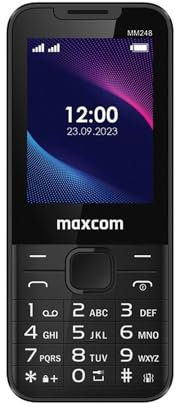 Maxcom MM248 4G Dual Sim Feature Phone, 2.4 Inch Display, VoLTE, SIM Free, Pay As You Go Phones, Senior Mobile Phones, Basic Mobile Phone, Strong 1000mAh Battery, UK Plug, Black