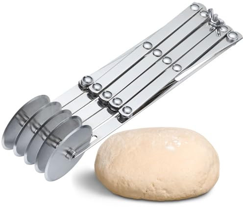 Westmark Tagliapasta, 5 rotelle – Preparazione e porzionamento di pasta, fondant e altro più veloci, strisce regolabili da 1,2 a 12,2 cm – Acciaio inossidabile