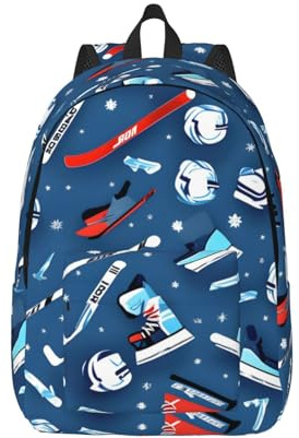 YQxwJL Sac à dos pour ordinateur portable en toile avec beaucoup d'imprimé zombie, sac de voyage décontracté pour l'extérieur, sac à dos pour livres pour hommes et femmes, imprimé hockey sur glace, M