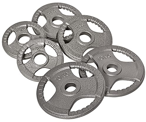 HOMCOM Set di 6 Dischi Pesi per Bilanciere e Manubri 2.5-35KG, Dischi palestra in Acciaio con Foro 50 cm, Ideali per Bilancieri Olimpionici, Argento