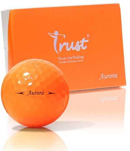 Trust Aurora golfbollar - hög synlighet, långt avstånd, stabil flygning, rak väg, kraftfullt stopp, kristalluretan, tornkvalitet, dynamisk 3-lagers kärna, 12 bollar, Aurora Orange