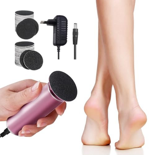 Arofaue Professionell Elektrischer Hornhautentferner - Hornhautentferner ElektrischFüße Regelbare Geschwindigkeit mit 60 PCS Ersatzschleifpapier für Frauen & Männer Tote Rissige Harte Haut?Rosa?