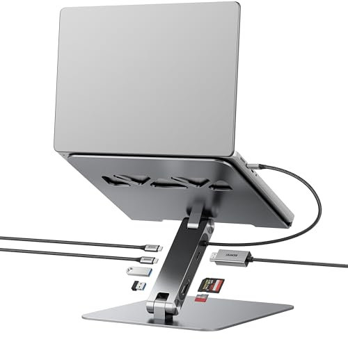 BENFEI Supporto per laptop con docking station USB-C 7in1, HDMI 4K@60Hz, 1*SD 1*Micro SD, 100W Power Delivery, 10Gbps 1*USBC 3.2 e 2*USBA 3.2 Compatibile con MacBook Pro/Air, iPad Pro, XPS, ThinkPad