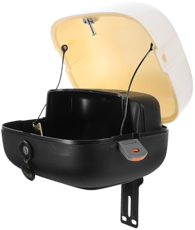 UPKOCH Coffre de Rangement Arrière pour Moto et Scooter Électrique, Top Case Étanche Dossier Intégré, Boîte de Queue Blanche Verrouillable, Grosse Capacité pour Bagages et Accessoires