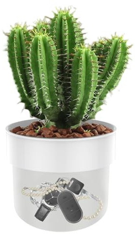 Pot de fleurs sécurisé | Cachette double couche – Coffre-fort pour bijoux avec sac à argent et serrure | Pour la maison, les voyages, les espèces, les bijoux, les clés, les objets de valeur, les